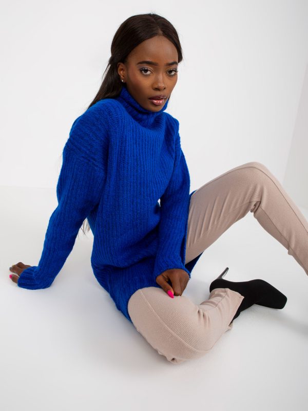 Daventry RUE PARIS Cobalt Loose Turtleneck Sweater