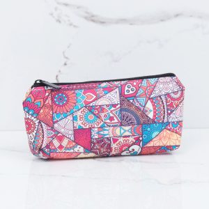 Red Patterned Cosmetic Bag