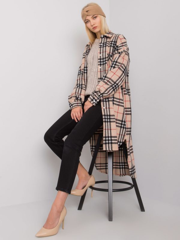 Beige and Black Plaid Long Shirt Baltimore