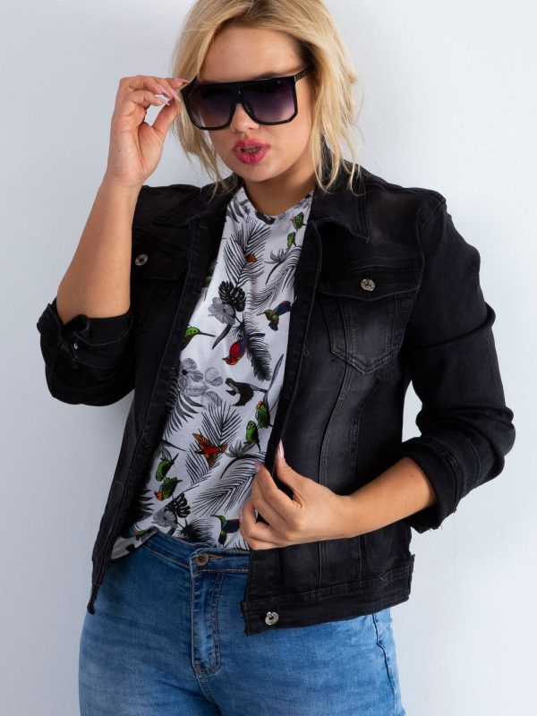 Plus Size Black Denim Jacket