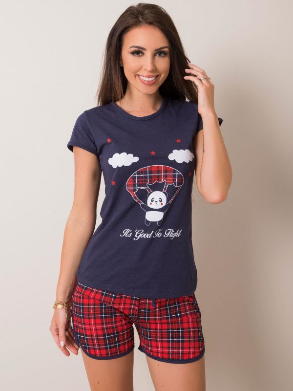 Navy Blue and Red Women's Pyjamas