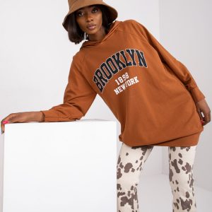 Roxane Hooded Light Brown Long Sweatshirt