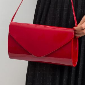 Dark red lacquered clutch bag