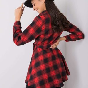 Charline red and black flannel tunic