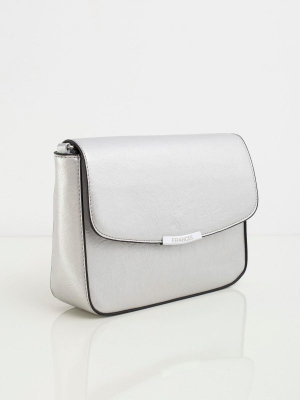 Silver Faux Leather Messenger Bag