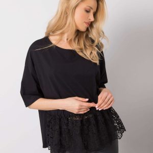 Black blouse with lace Ancona RUE PARIS