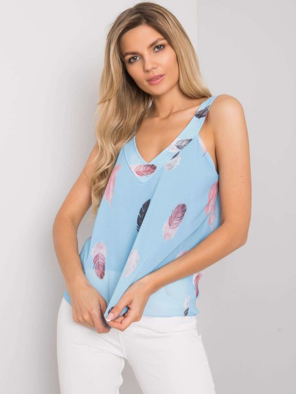 Light Blue Oaklyn Pattern Top