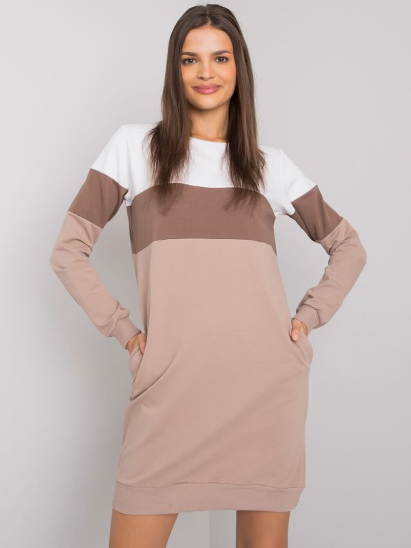 White and brown dress Feliciana RUE PARIS