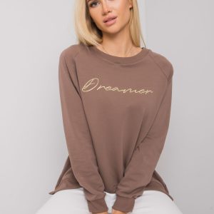 Brown sweatshirt for women with inscription Newcastle RUE PARIS