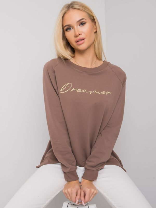 Brown sweatshirt for women with inscription Newcastle RUE PARIS