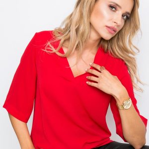 RUE PARIS Red Hidden Blouse