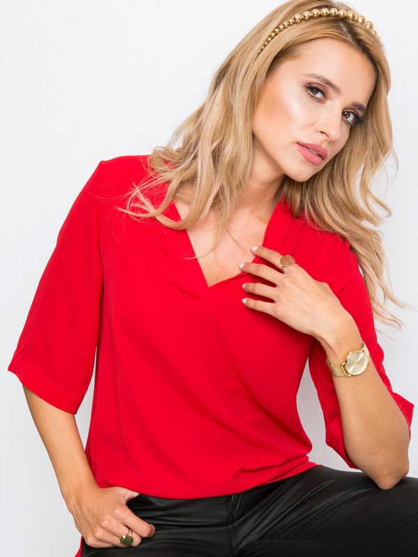 RUE PARIS Red Hidden Blouse