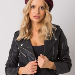 Burgundy beret with applications