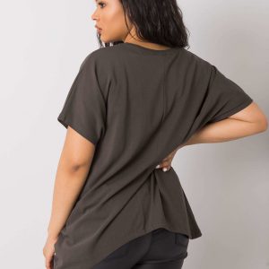 Dark khaki blouse plus size Sabina