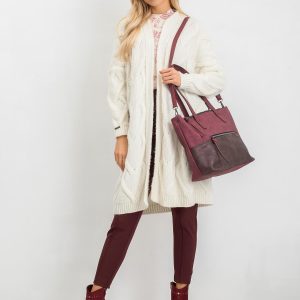 Burgundy women's shopper bag in eco leather