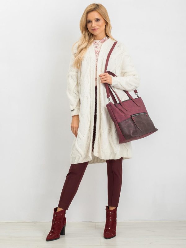 Burgundy women's shopper bag in eco leather