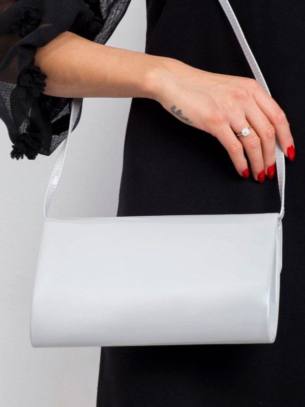 Light grey lacquered clutch bag