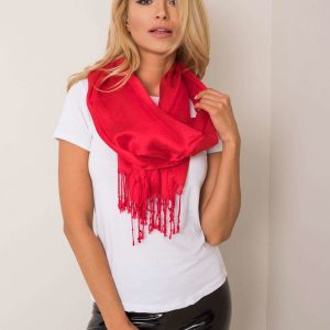 Women's red scarf with fringes