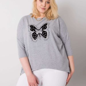 Gray blouse with appliqués Millie