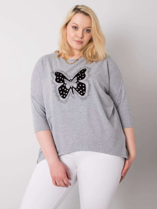 Gray blouse with appliqués Millie