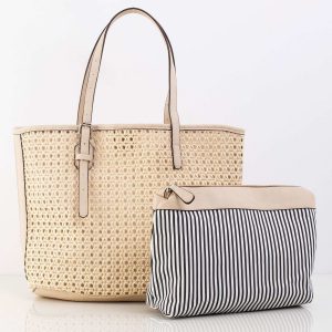 Light beige openwork women's bag