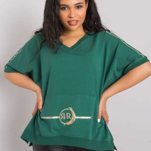 Green plus size blouse with Suzannah pocket