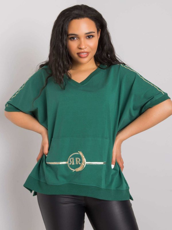 Green plus size blouse with Suzannah pocket