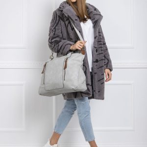 Light Grey Large Eco Leather Bag