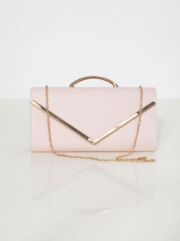 Pink clutch bag with handle