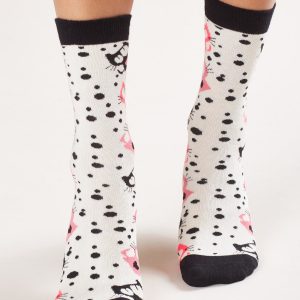 Ecru socks with print