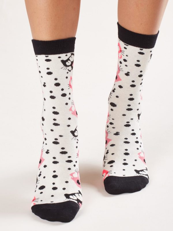 Ecru socks with print