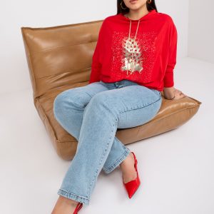 Red plus size blouse with Manon rhinestones