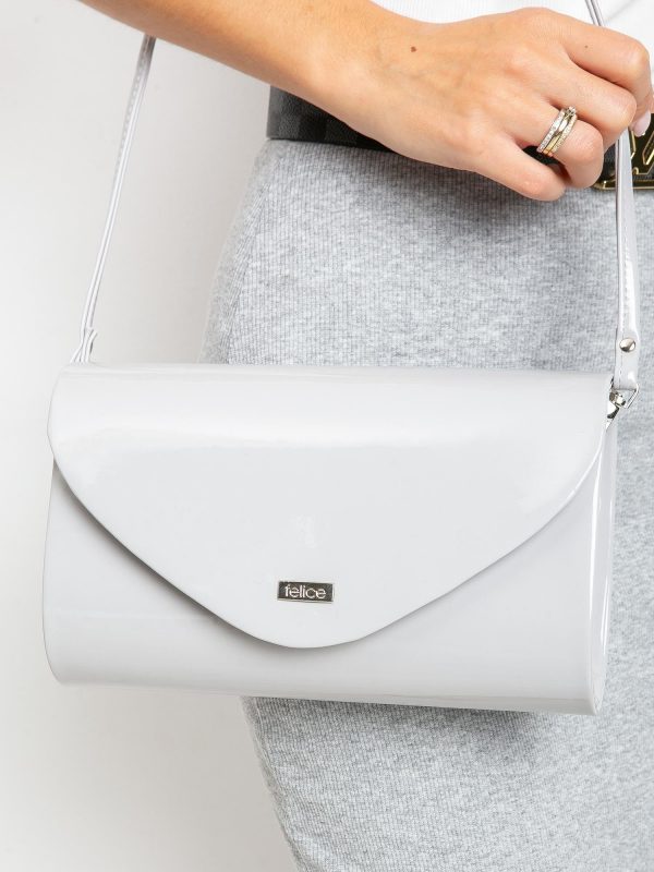 Light grey leatherette clutch bag