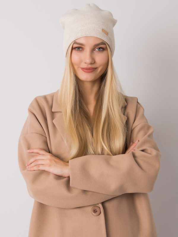 Beige melange beanie cap RUE PARIS