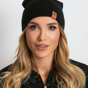 Black beanie hat with wool