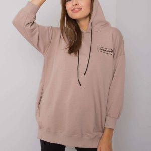 Dark beige sweatshirt with pockets by Leora