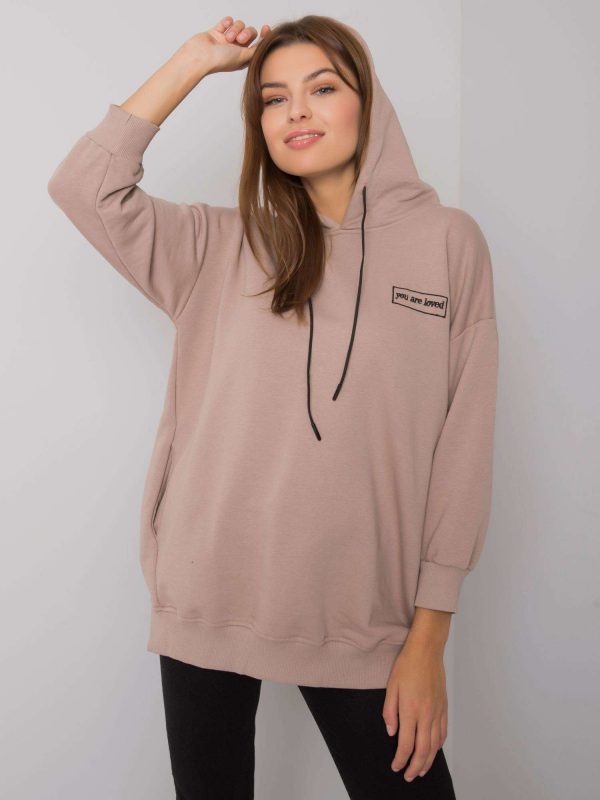 Dark beige sweatshirt with pockets by Leora