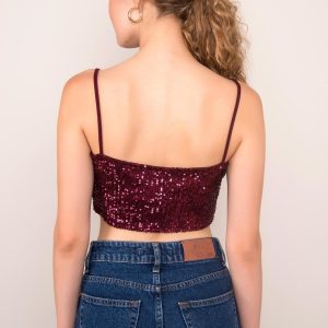 Burgundy sequin top BSL