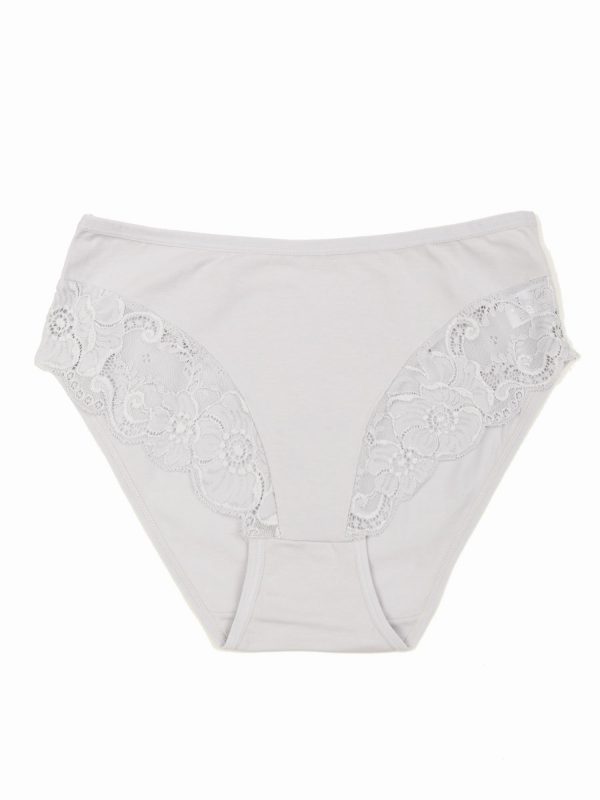 Grey women's panties with lace