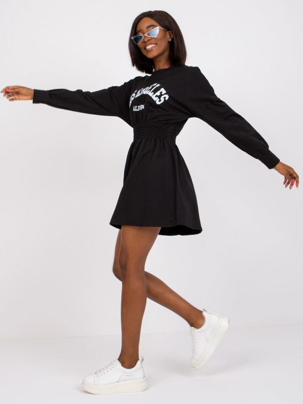 Nadine Black Long Sleeve Sweatshirt Dress