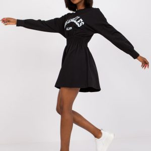 Nadine Black Long Sleeve Sweatshirt Dress