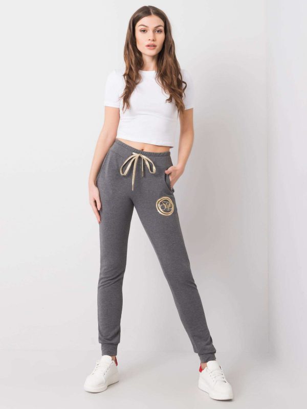 Dark Grey Melange Sweatpants Stylish