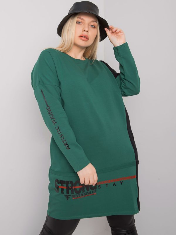 Dark green cotton tunic plus size Eleasha