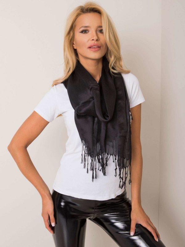 Black Women's Scarf with Fringe