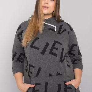 Dark Grey Melange Patterned Sweatshirt Plus Size Perth