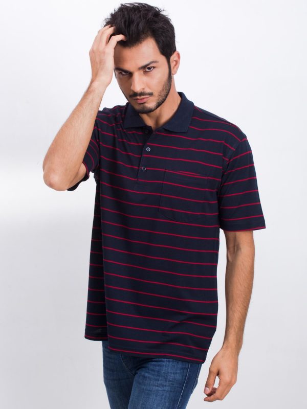 Navy blue and red polo shirt for men Enough