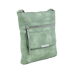 Green eco leather bag with pockets