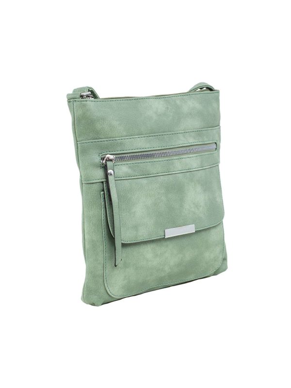 Green eco leather bag with pockets