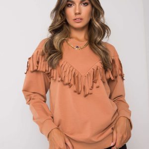 Camel sweatshirt with fringe Antoniella