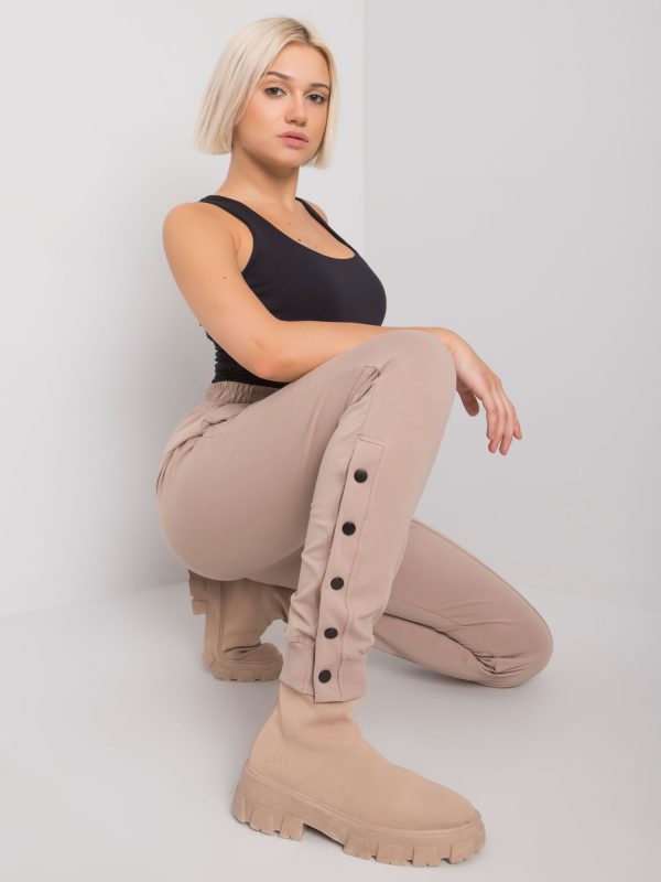 Dark beige sweatpants with buttons Cindy RUE PARIS